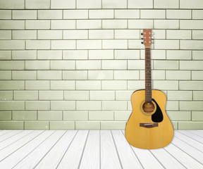 Fototapeta na wymiar Guitar in blank empty room