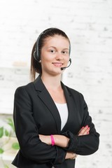 Pretty young woman with a headset