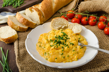 French style scrambled eggs with chives