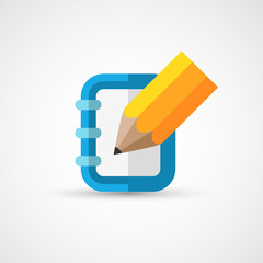 Vector pencil and notepad icon.