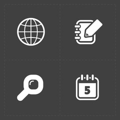 Modern flat social icons set on dark background