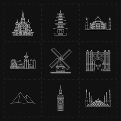 9 flat landmark icons