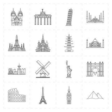 16 Flat Landmark Icons