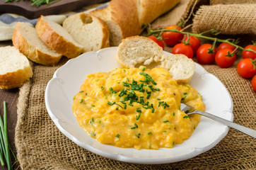 French style scrambled eggs with chives