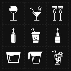 9 modern flat bar icons