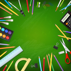 Back to school background with supplies tool