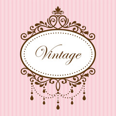 Chandelier vintage border frame on pink background