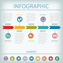 Timeline infographic, vector design template.