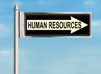Obraz premium Human resources. Road sign on the sky background. Raster illustration.