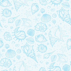 Seamless pattern of Sea shells. 