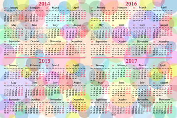 Fototapeta premium calendar for 2014 - 2017 years on the colored background
