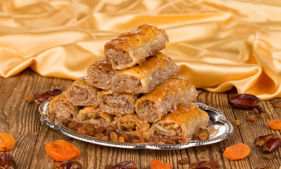 Traditional turkish baklava and figs.