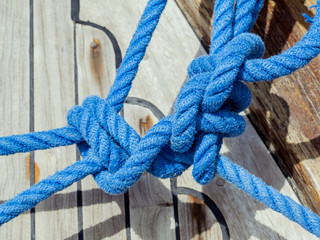 Knot of the rope on on sailing yacht travel from Ko Samui to Ko