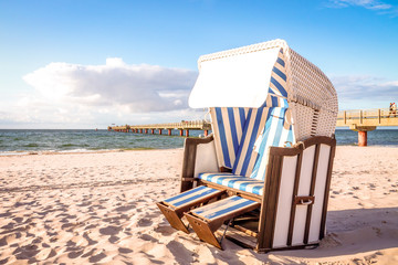 Strandkorb am Prerow, Ostsee, Deutschland 