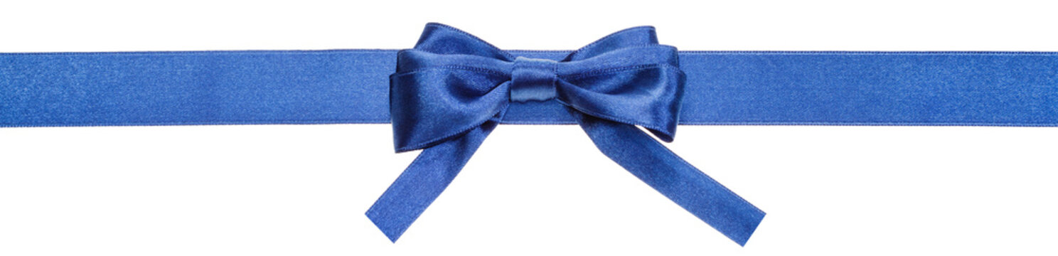 blue ribbon and real bow with square cut ends