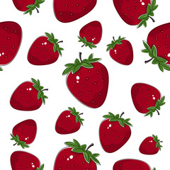 Seamless Pattern of Strawberry, Fruit Pattern, Berry Pattern, Vector Illustration