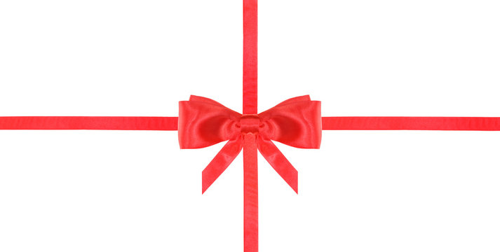 red satin bow knot and ribbons on white - set 18