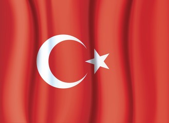 Flag of Turkey, satin curtain wave flag vector