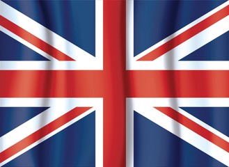 UK FLAG, UNITED KINGDOM FLAG, SATIN CURTAIN WAVE FLAG VECTOR