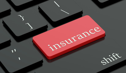 Fototapeta premium Insurance concept, red hot key on keyboard