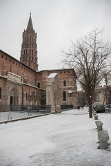 Fototapeta na wymiar Toulouse with snow