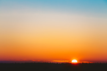 Sun Over Horizon, Sunset, Sunrise