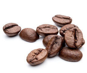 roasted coffee beans isolated in white background cutout