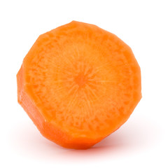 Chopped carrot slice isolated on white background cutout