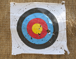 Close-up of an archery target