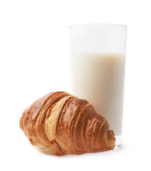 Croissant and glass of milk