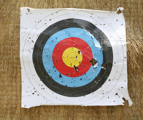 Close-up of an archery target