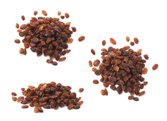 Pile of multiple raisins isolated