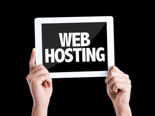Tablet pc with text Web Hosting