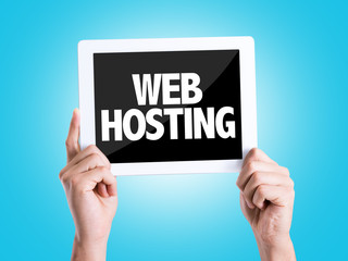 Tablet pc with text Web Hosting