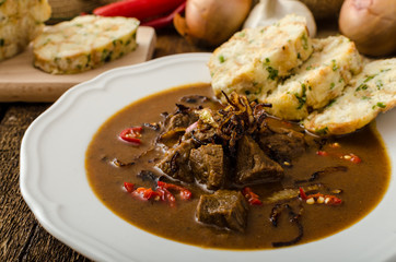 Classic Czech goulash with dumplings
