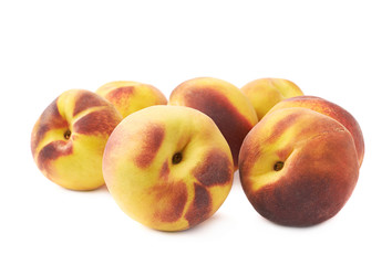 Pile of peach fruits isolated