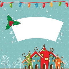Fototapeta na wymiar Winter landscape with Christmas motifs.Vector illustration.