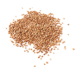 Pile of buckwheat seeds isolated
