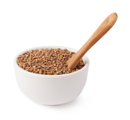 Bowl full of buckwheat isolated