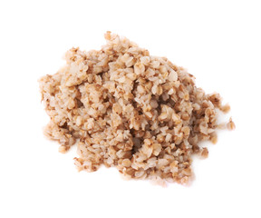 Pile of cooked buckwheat seeds isolated