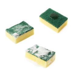 Three stages of kitchen sponge isolated