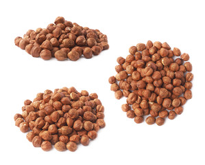 Pile of hazelnuts isolated