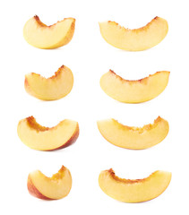 Slice of a nectarine isolated