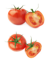 Sliced and cut tomato composition isolated