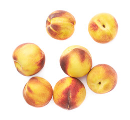 Pile of peach fruits isolated