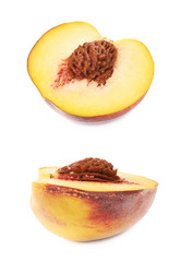 Half of a peach fruit isolated