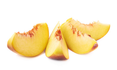 Naklejka na ściany i meble Peach fruit's slices composition isolated