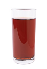Glass filled with the red juice isolated