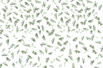 flying many 100 euro bills