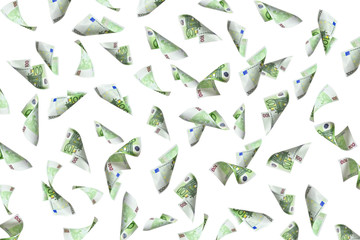 flying 100 euro bills